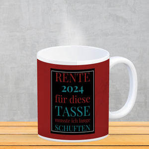 Rente 2024 Kaffeebecher eine bunte Tasse für Rentner
