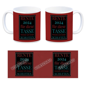 Rente 2024 Kaffeebecher eine bunte Tasse für Rentner