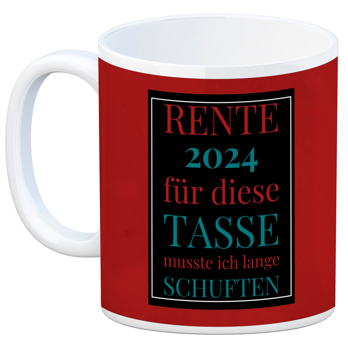Rente 2024 Kaffeebecher eine bunte Tasse für Rentner
