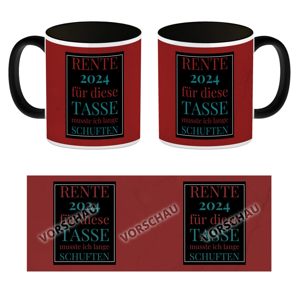 Rente 2024 Kaffeebecher eine bunte Tasse für Rentner