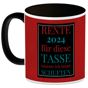 Rente 2024 Kaffeebecher eine bunte Tasse für Rentner
