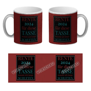 Rente 2024 Kaffeebecher eine bunte Tasse für Rentner