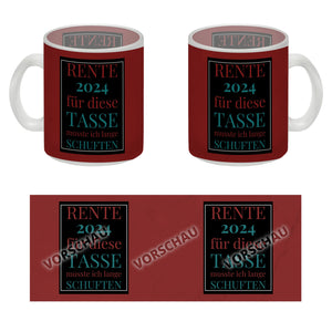 Rente 2024 Kaffeebecher eine bunte Tasse für Rentner