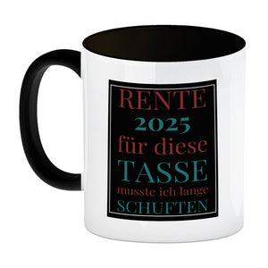 Rente 2025 Kaffeebecher eine bunte Tasse für Rentner