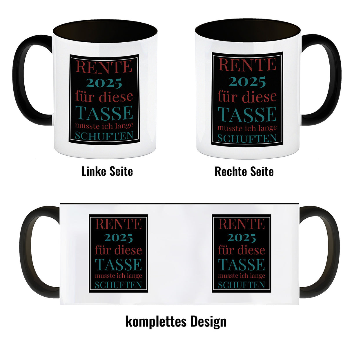 Rente 2025 Kaffeebecher eine bunte Tasse für Rentner