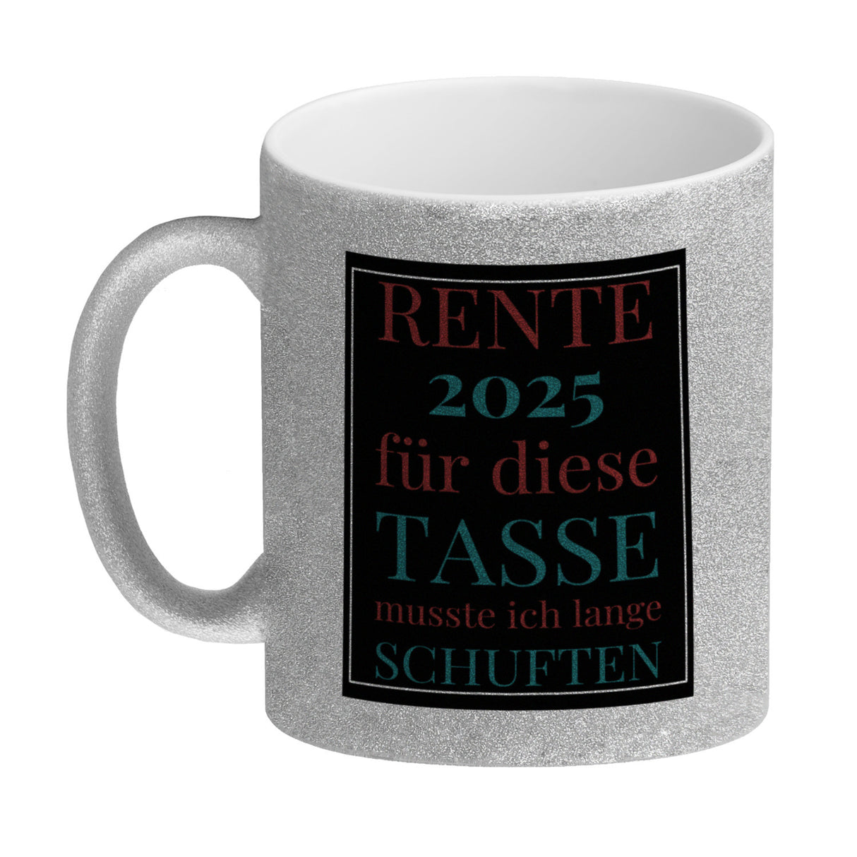 Rente 2025 Kaffeebecher eine bunte Tasse für Rentner