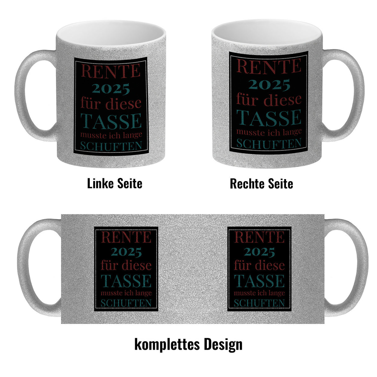 Rente 2025 Kaffeebecher eine bunte Tasse für Rentner