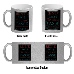 Rente 2025 Kaffeebecher eine bunte Tasse für Rentner