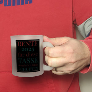 Rente 2025 Kaffeebecher eine bunte Tasse für Rentner