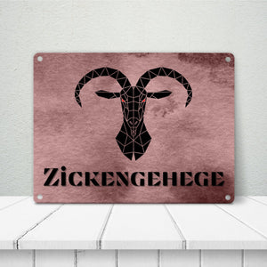 Zickengehege Metallschild in 15x20 cm für deine Tochter in pink