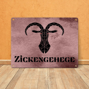 Zickengehege Metallschild in 15x20 cm für deine Tochter in pink