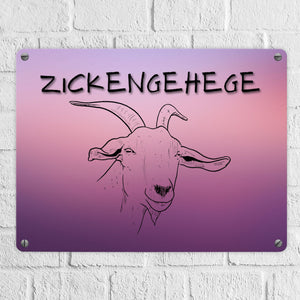 Zickengehege Metallschild in 15x20 cm für deine Tochter in pink