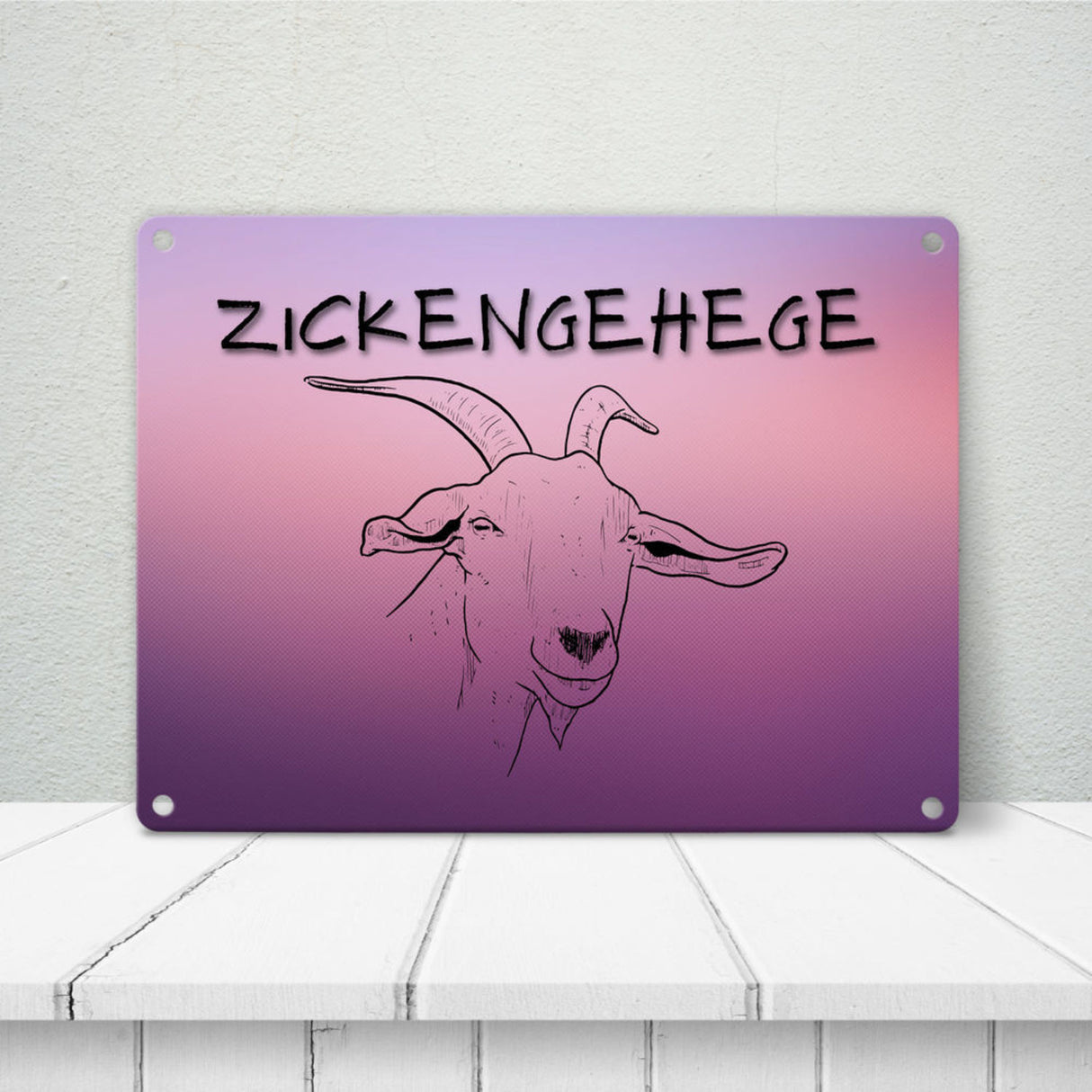 Zickengehege Metallschild in 15x20 cm für deine Tochter in pink