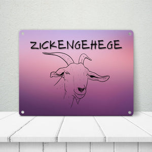 Zickengehege Metallschild in 15x20 cm für deine Tochter in pink