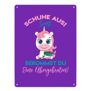 Schuhe aus Einhorn Metallschild in 15x20 cm Du bekommst eine Übergebraten in lila