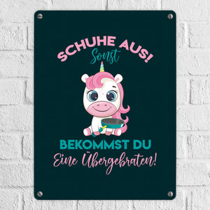 Schuhe aus Einhorn Metallschild in 15x20 cm Du bekommst eine Übergebraten in lila