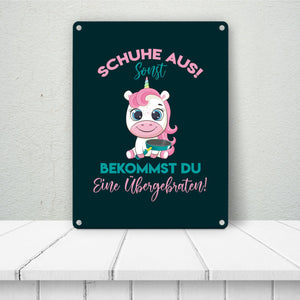 Schuhe aus Einhorn Metallschild in 15x20 cm Du bekommst eine Übergebraten in lila
