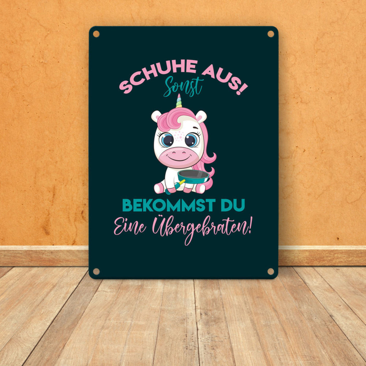 Schuhe aus Einhorn Metallschild in 15x20 cm Du bekommst eine Übergebraten in lila