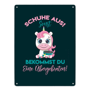 Schuhe aus Einhorn Metallschild in 15x20 cm Du bekommst eine Übergebraten in lila