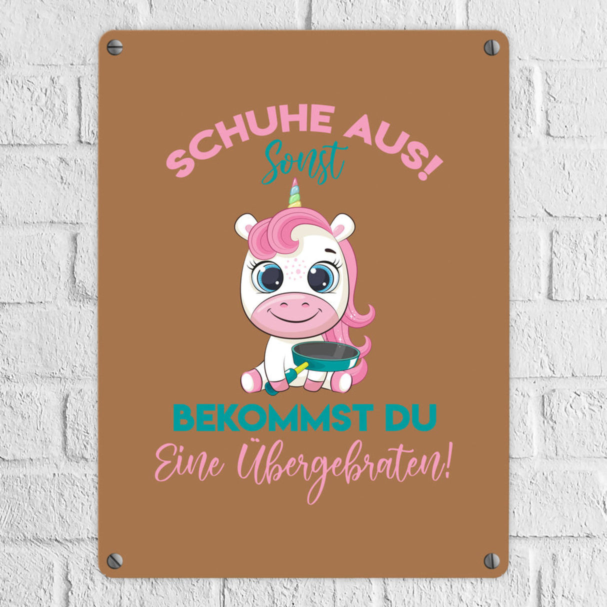 Schuhe aus Einhorn Metallschild in 15x20 cm Du bekommst eine Übergebraten in lila