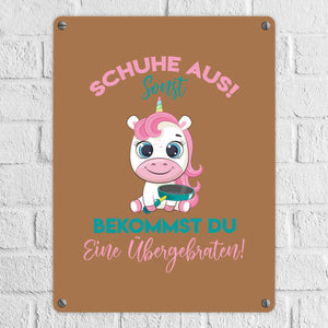 Schuhe aus Einhorn Metallschild in 15x20 cm Du bekommst eine Übergebraten in lila