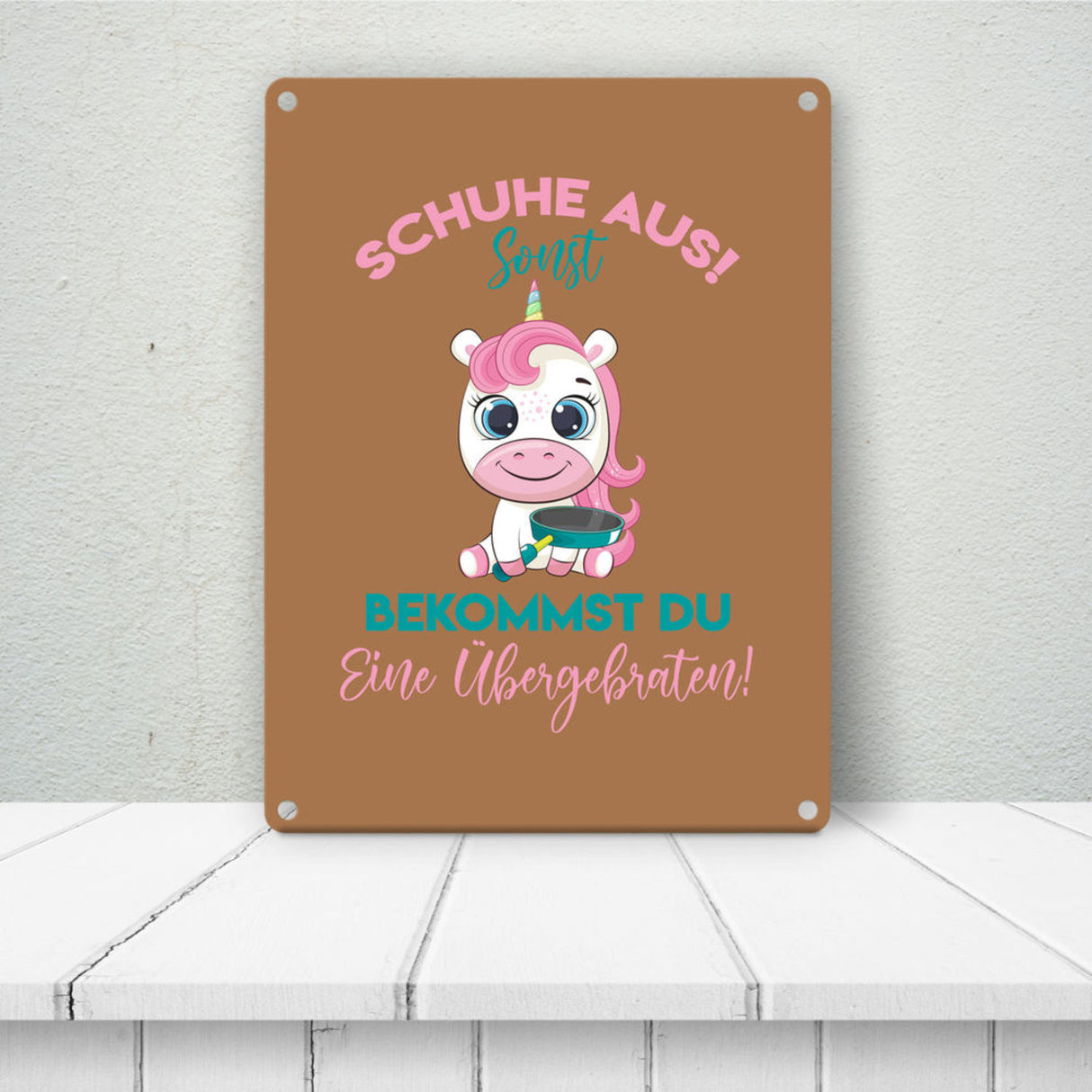 Schuhe aus Einhorn Metallschild in 15x20 cm Du bekommst eine Übergebraten in lila