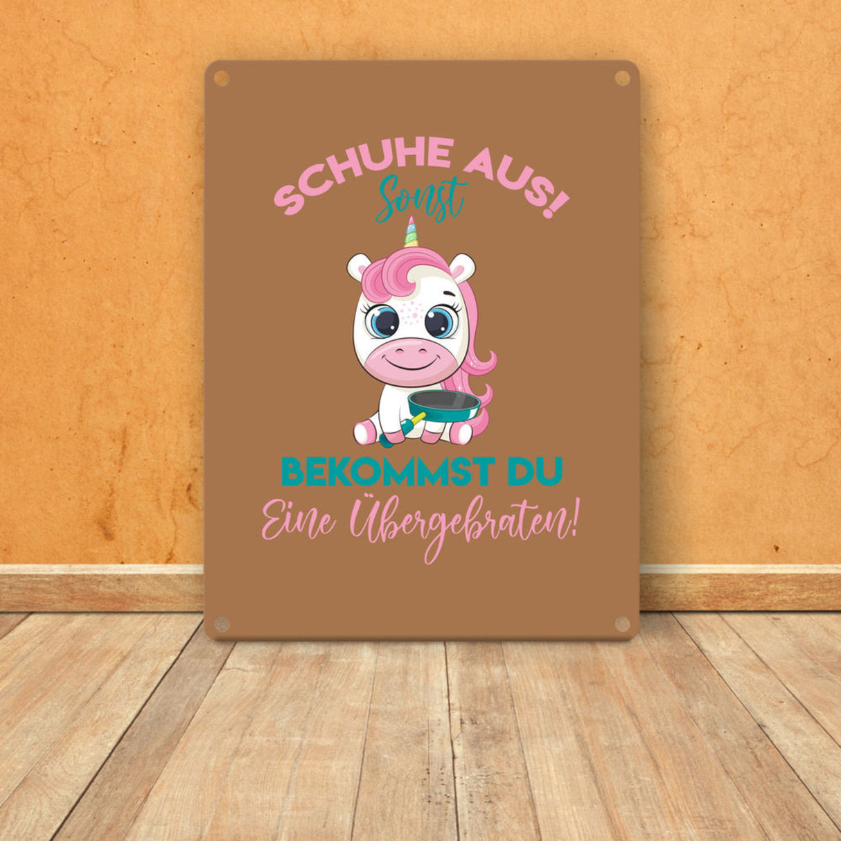 Schuhe aus Einhorn Metallschild in 15x20 cm Du bekommst eine Übergebraten in lila