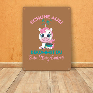 Schuhe aus Einhorn Metallschild in 15x20 cm Du bekommst eine Übergebraten in lila