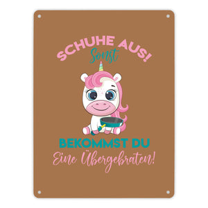 Schuhe aus Einhorn Metallschild in 15x20 cm Du bekommst eine Übergebraten in lila