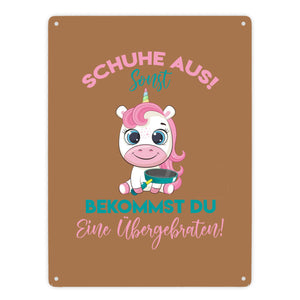 Schuhe aus Einhorn Metallschild in 15x20 cm Du bekommst eine Übergebraten in lila
