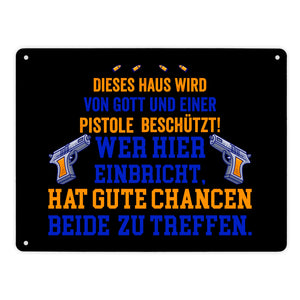 Hausbeschützer Metallschild in 15x20 cm mit Spruch