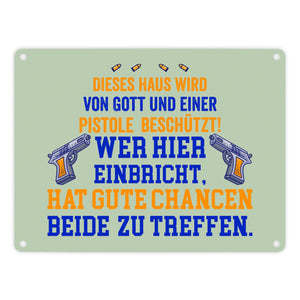 Hausbeschützer Metallschild in 15x20 cm mit Spruch