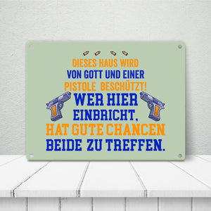 Hausbeschützer Metallschild in 15x20 cm mit Spruch