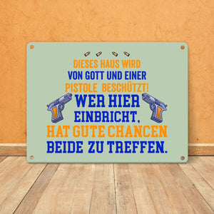 Hausbeschützer Metallschild in 15x20 cm mit Spruch
