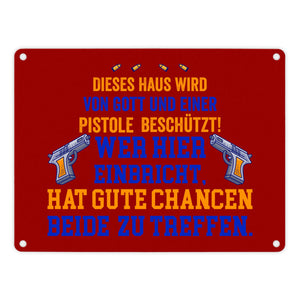 Hausbeschützer Metallschild in 15x20 cm mit Spruch