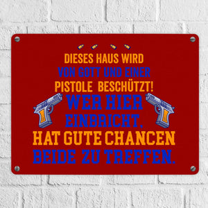 Hausbeschützer Metallschild in 15x20 cm mit Spruch