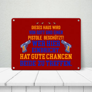 Hausbeschützer Metallschild in 15x20 cm mit Spruch