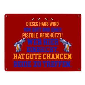 Hausbeschützer Metallschild in 15x20 cm mit Spruch