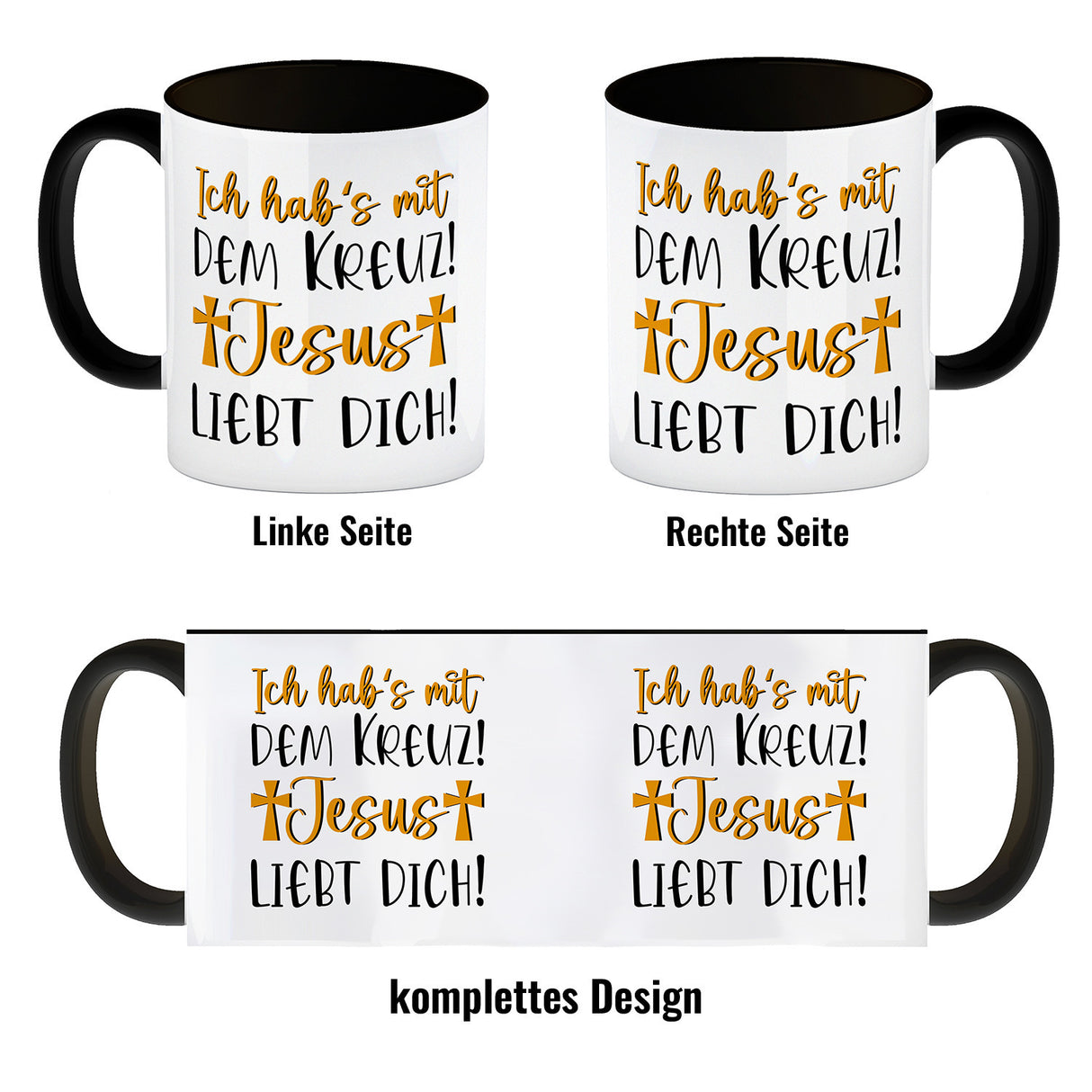 Jesus liebt dich Kaffeebecher mit Spruch Ich habs mit dem Kreuz