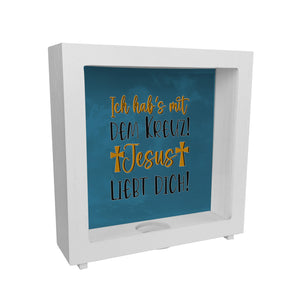 Jesus liebt dich Spardose mit Spruch Ich habs mit dem Kreuz