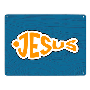 Jesus-Fisch Metallschild in 15x20 cm für Gläubige