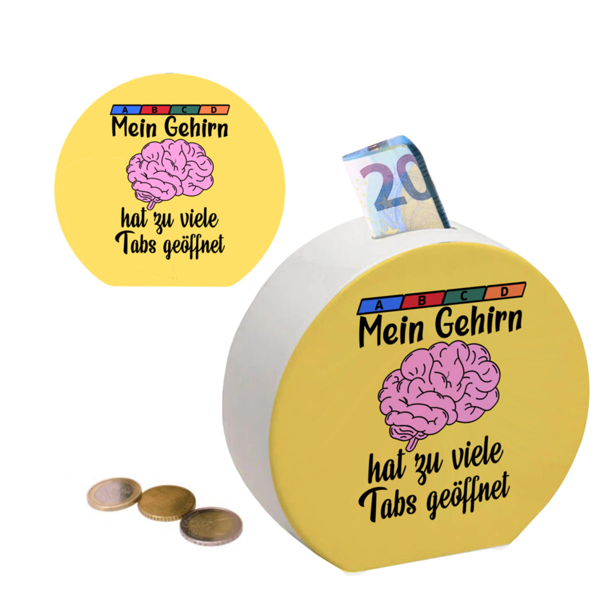 Überforderung Spardose in türkis Mein Gehirn hat zu viele Tabs geöffnet