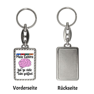 Gehirn Schlüsselanhänger mit Spruch für Vielarbeiter