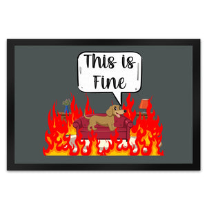 This is fine Fußmatte in 35x50 cm Dackel in brennendem Wohnzimmer