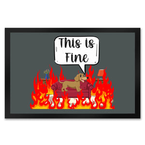 This is fine Fußmatte in 35x50 cm Dackel in brennendem Wohnzimmer