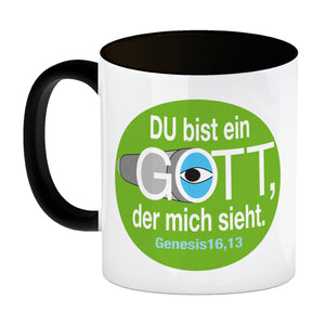 Du bist ein Gott, der mich sieht. Kaffeebecher mit Bibel Zitat