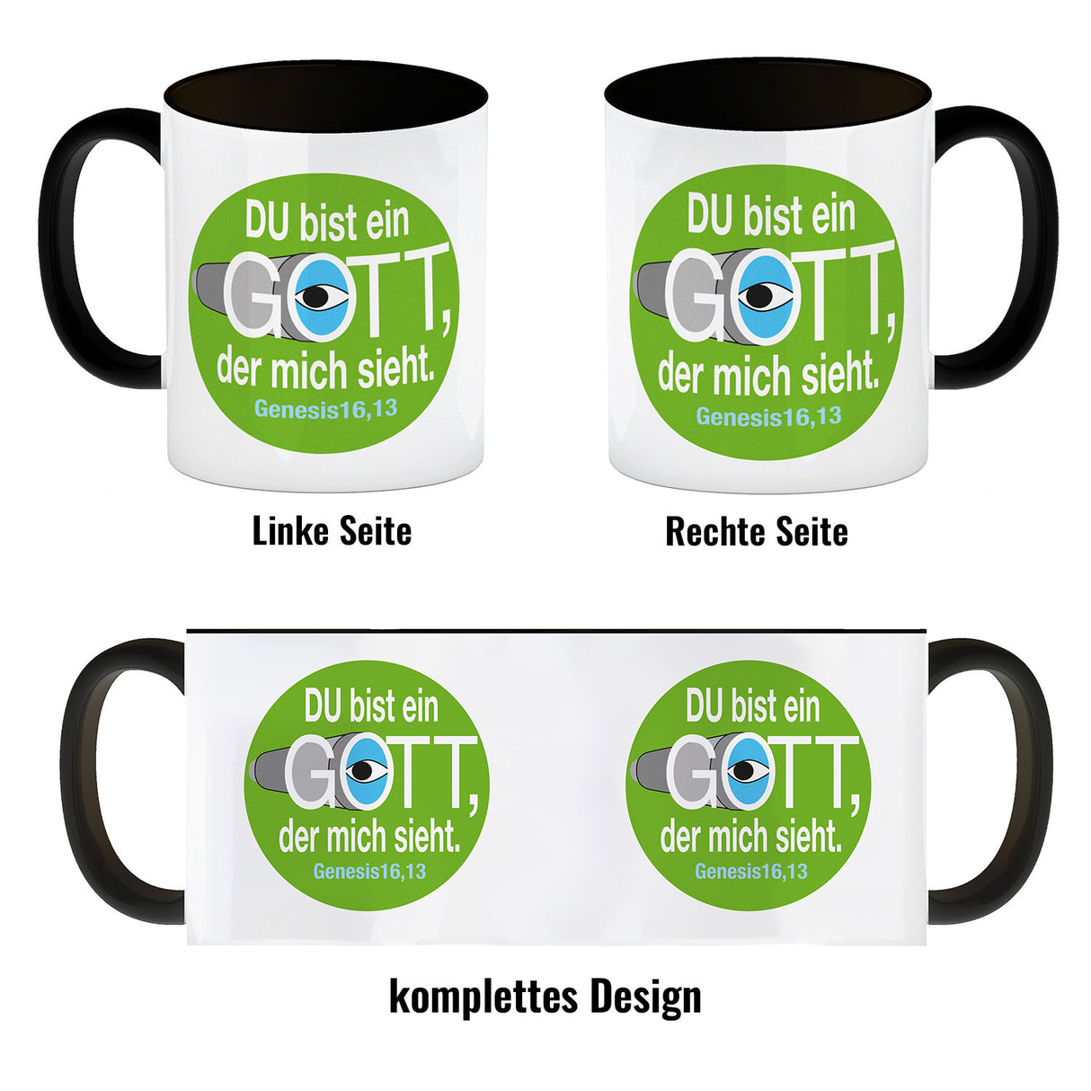Du bist ein Gott, der mich sieht. Kaffeebecher mit Bibel Zitat