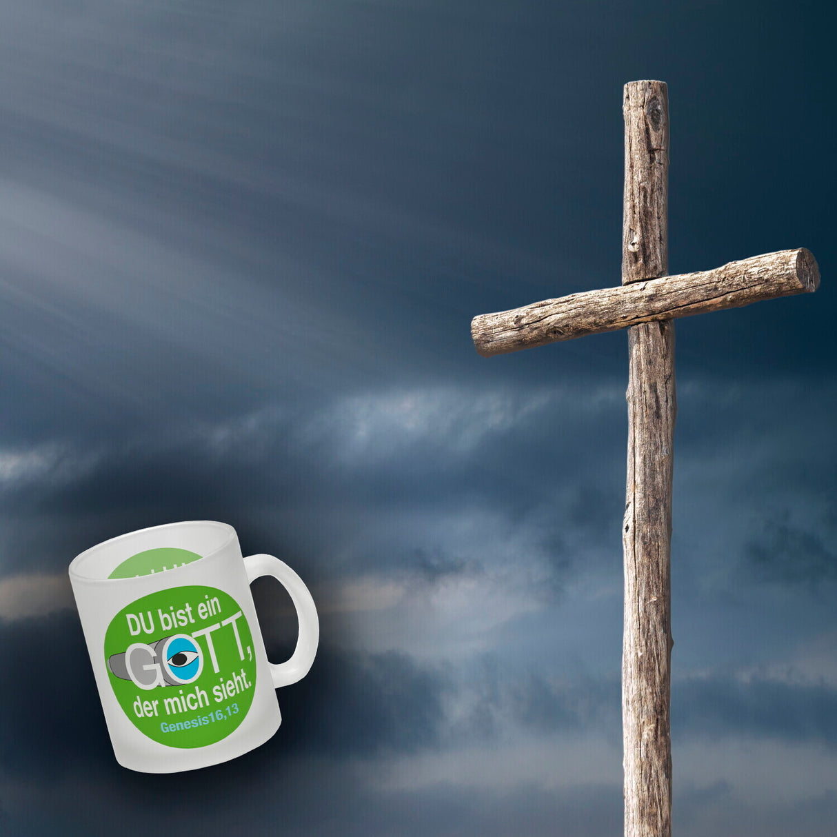 Du bist ein Gott, der mich sieht. Kaffeebecher mit Bibel Zitat