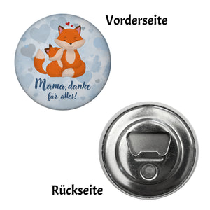 Mama, danke für alles Magnet rund mit niedlichem Fuchs