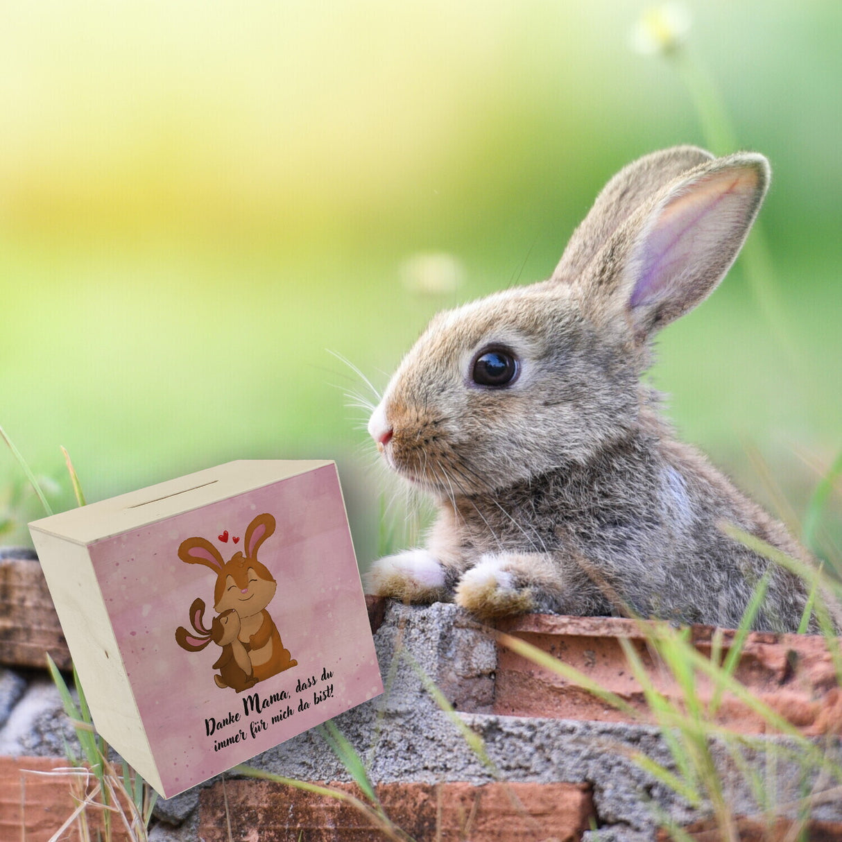 Danke Mama, dass du für mich da bist Spardose mit Hase